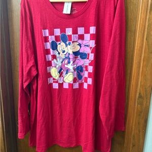 NWT Disney  Red Mickey Mouse Long Sleeve Shirt 26/28